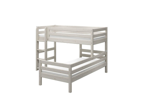 FLEXA Classic Mid Sleeper Bed with straight ladder, Solid Pine/Birch Plywood, 90x200 cm