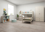 FLEXA Classic Mid Sleeper Bed with straight ladder, Solid Pine/Birch Plywood, 90x200 cm