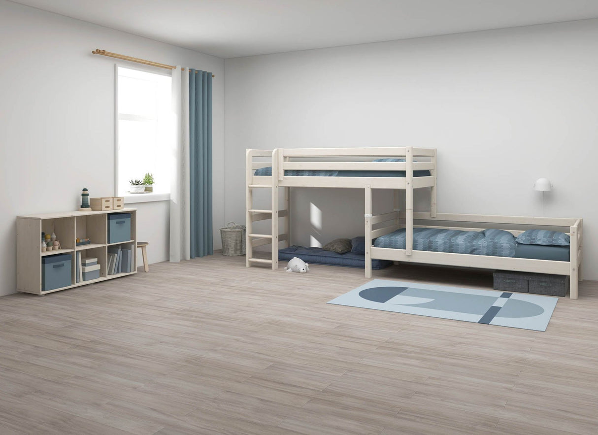 FLEXA Classic Mid Sleeper Bed with straight ladder, Solid Pine/Birch Plywood, 90x200 cm