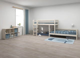 FLEXA Classic Mid Sleeper Bed with straight ladder, Solid Pine/Birch Plywood, 90x200 cm