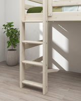 FLEXA Classic Mid Sleeper Bed with straight ladder, Solid Pine/Birch Plywood, 90x200 cm