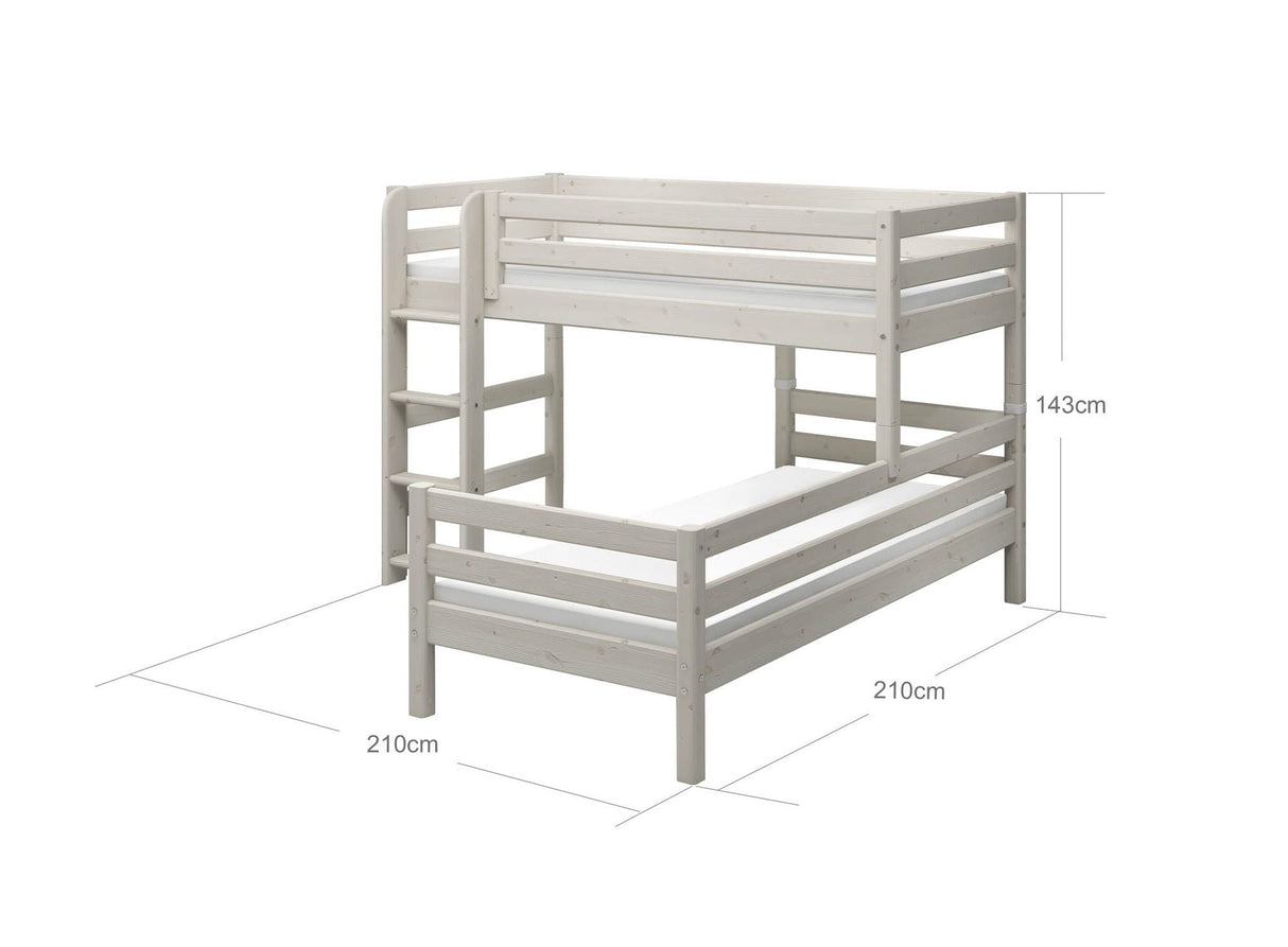 FLEXA Classic Mid Sleeper Bed with straight ladder, Solid Pine/Birch Plywood, 90x200 cm