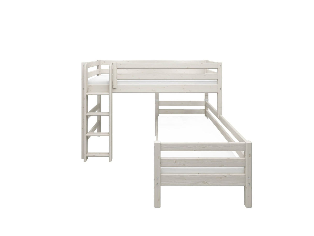 FLEXA Classic Mid Sleeper Bed with straight ladder, Solid Pine/Birch Plywood, 90x200 cm