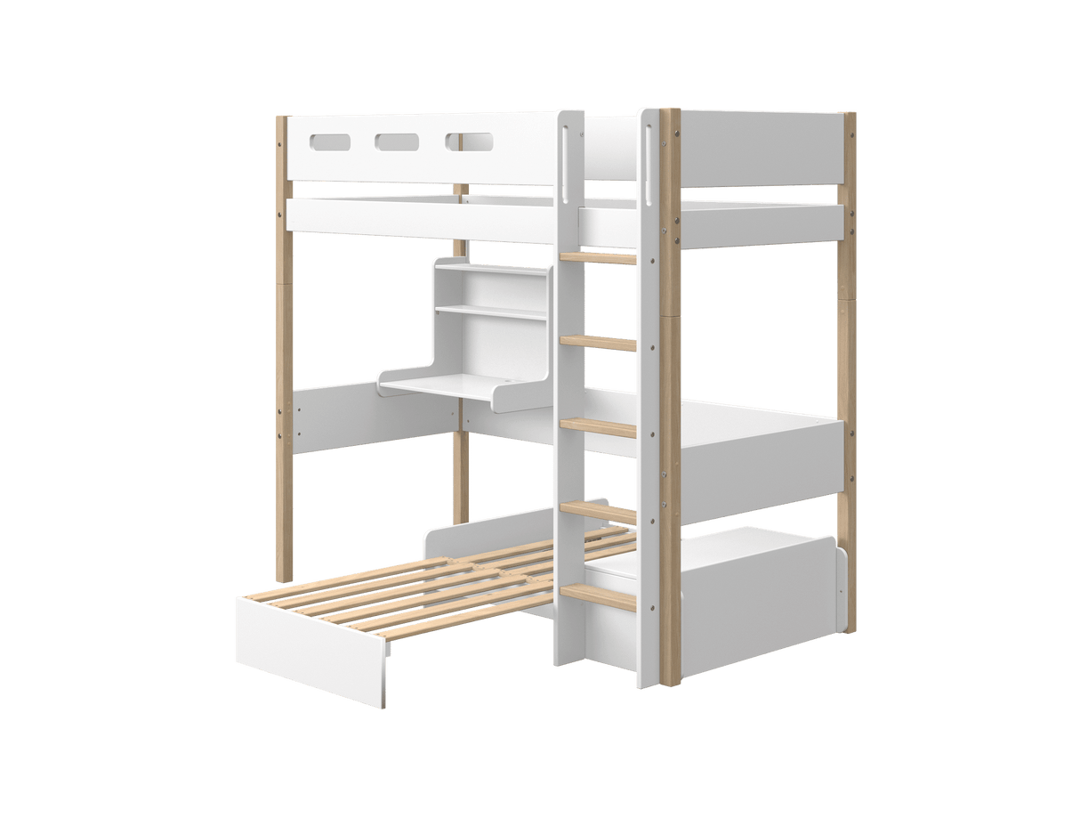 FLEXA Nor Casa High Sleeper Bed, MDF/Solid oak, 90x200 cm