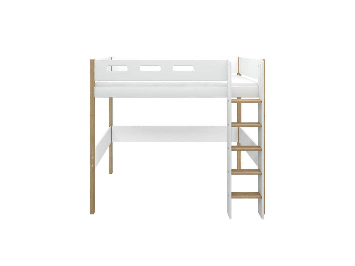 FLEXA Nor High Sleeper Bed, MDF/Solid oak, 90x200 cm
