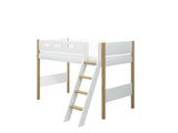 FLEXA Nor Mid Sleeper Bed with slanting ladder, MDF/Solid oak, 90x200 cm