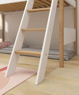 FLEXA Nor Mid Sleeper Bed with slanting ladder, MDF/Solid oak, 90x200 cm