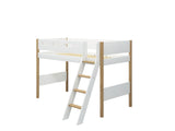 FLEXA Nor Mid Sleeper Bed with slanting ladder, MDF/Solid oak, 90x200 cm