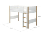 FLEXA Nor Mid Sleeper Bed with straight ladder, MDF/Solid oak, 90x200 cm