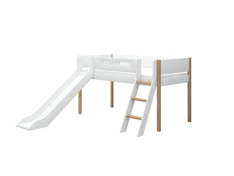 FLEXA Nor Mid Sleeper Bed with slide, MDF/Solid oak, 90x200 cm