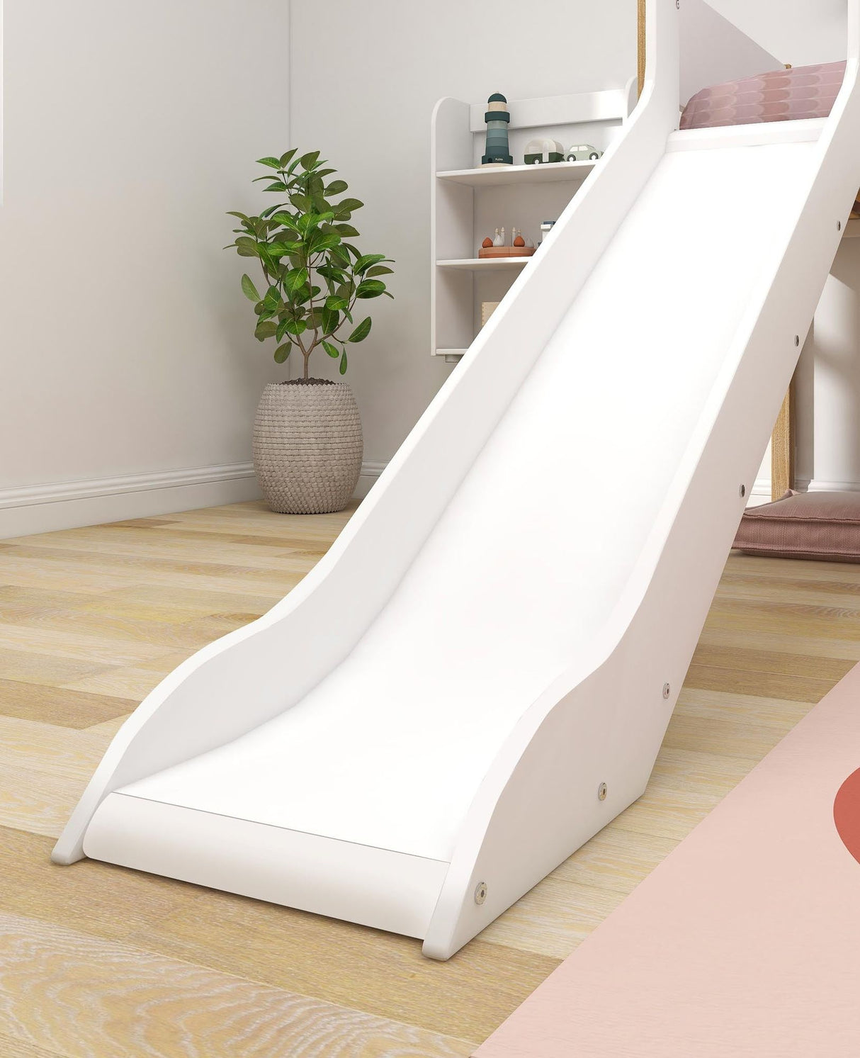 FLEXA Nor Mid Sleeper Bed with slide, MDF/Solid oak, 90x200 cm