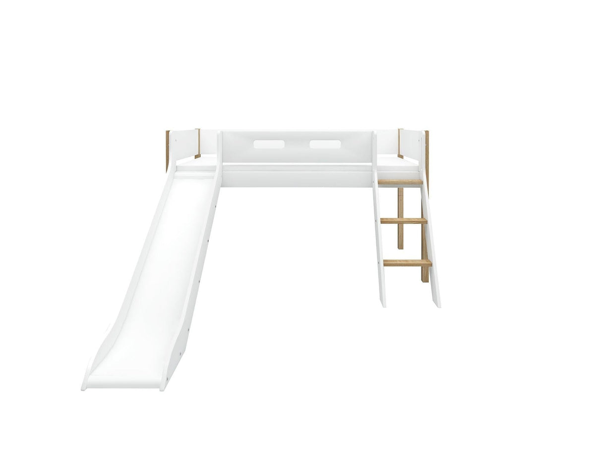 FLEXA Nor Mid Sleeper Bed with slide, MDF/Solid oak, 90x200 cm
