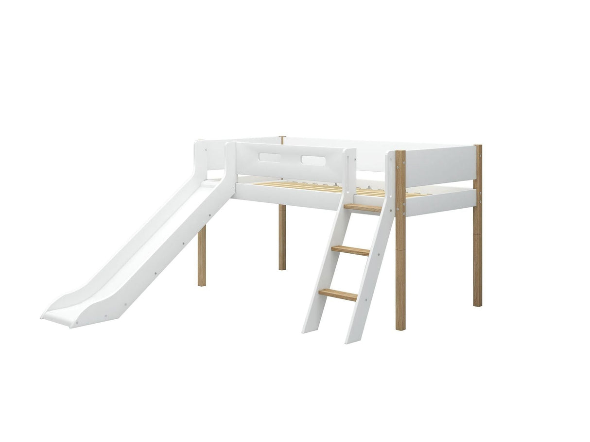 FLEXA Nor Mid Sleeper Bed with slide, MDF/Solid oak, 90x200 cm