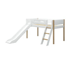 FLEXA Nor Mid Sleeper Bed with slide, MDF/Solid oak, 90x200 cm