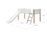 FLEXA Nor Mid Sleeper Bed with slide, MDF/Solid oak, 90x200 cm