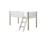 FLEXA Nor Mid Sleeper Bed with slanting ladder, MDF/Solid oak, 90x200 cm