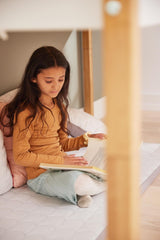 FLEXA Nor Mid Sleeper Bed with slanting ladder, MDF/Solid oak, 90x200 cm