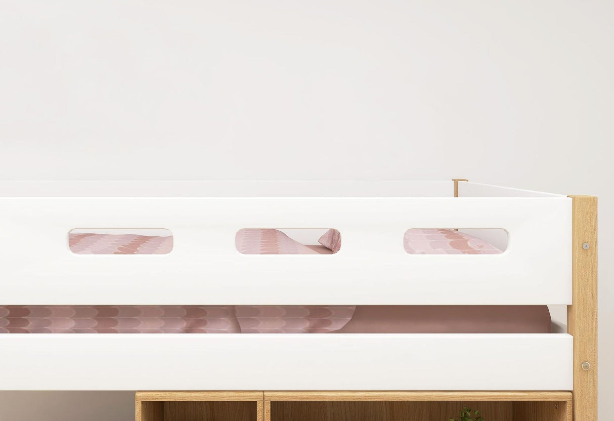 FLEXA Nor Mid Sleeper Bed with slanting ladder, MDF/Solid oak, 90x200 cm