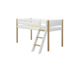 FLEXA Nor Mid Sleeper Bed with slanting ladder, MDF/Solid oak, 90x200 cm