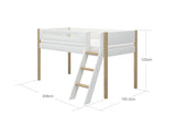 FLEXA Nor Mid Sleeper Bed with slanting ladder, MDF/Solid oak, 90x200 cm