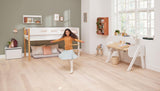FLEXA Nor Mid Sleeper Bed with straight ladder, MDF/Solid oak, 90x200 cm