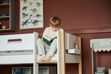 FLEXA Nor Mid Sleeper Bed with straight ladder, MDF/Solid oak, 90x200 cm