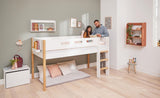 FLEXA Nor Mid Sleeper Bed with straight ladder, MDF/Solid oak, 90x200 cm