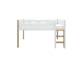 FLEXA Nor Mid Sleeper Bed with straight ladder, MDF/Solid oak, 90x200 cm
