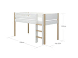 FLEXA Nor Mid Sleeper Bed with straight ladder, MDF/Solid oak, 90x200 cm