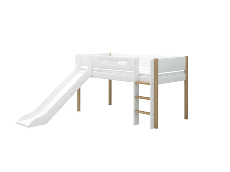 FLEXA Nor Mid Sleeper Bed with slide, MDF/Solid oak, 90x200 cm