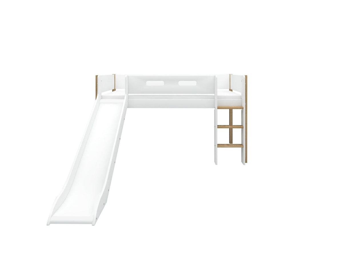 FLEXA Nor Mid Sleeper Bed with slide, MDF/Solid oak, 90x200 cm