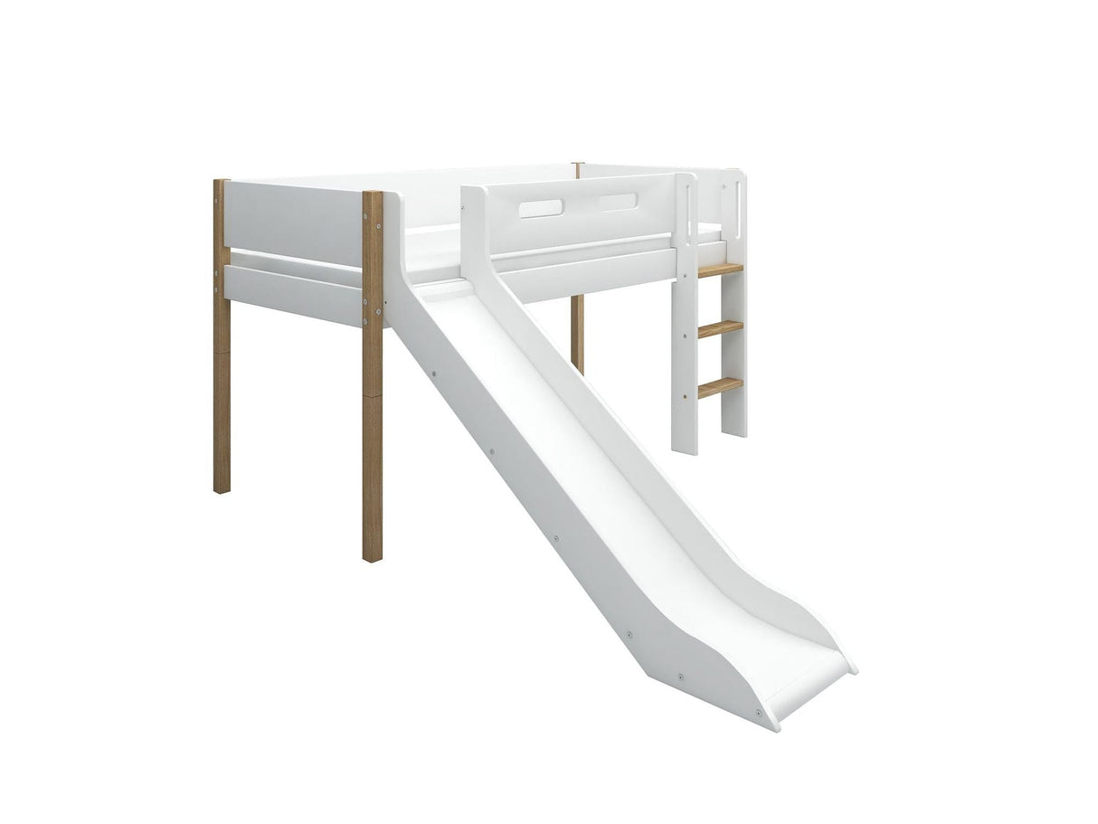 FLEXA Nor Mid Sleeper Bed with slide, MDF/Solid oak, 90x200 cm