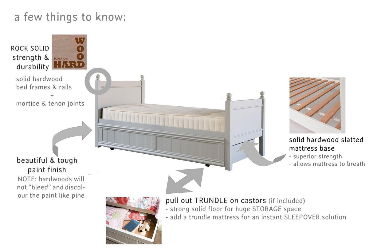 Little Folks Fargo Single Bed with Trundle In Pure White