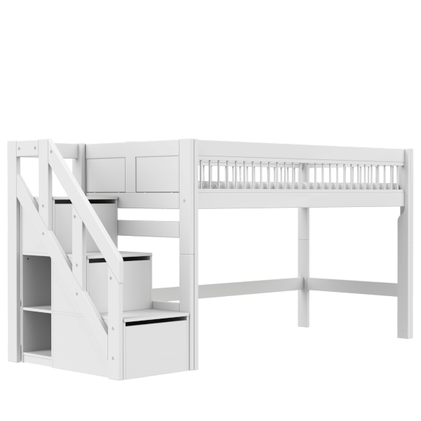 Mid Sleeper Bed 128 cm with Staircase - Breeze