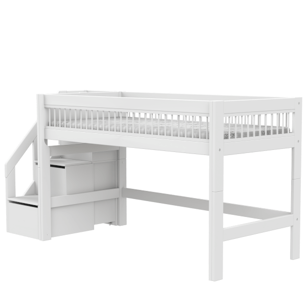 Mid Sleeper Bed 128 cm with Staircase - Breeze