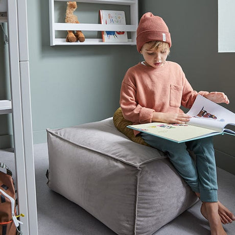 Big Velour Pouf - Grey